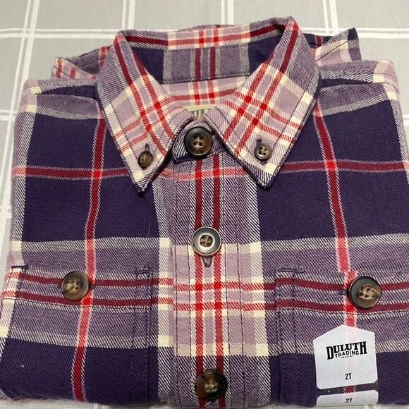 NWT Duluth Trading Girls 2T Flannel Purples - Picture 2 of 6